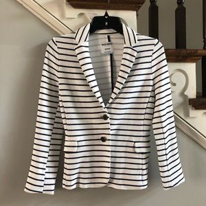 Old Navy Ponte Knit Navy Stripe Blazer
